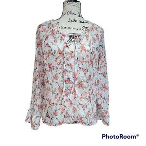 Paisley Print Sheer Cottagecore Blouse Top - Size Medium